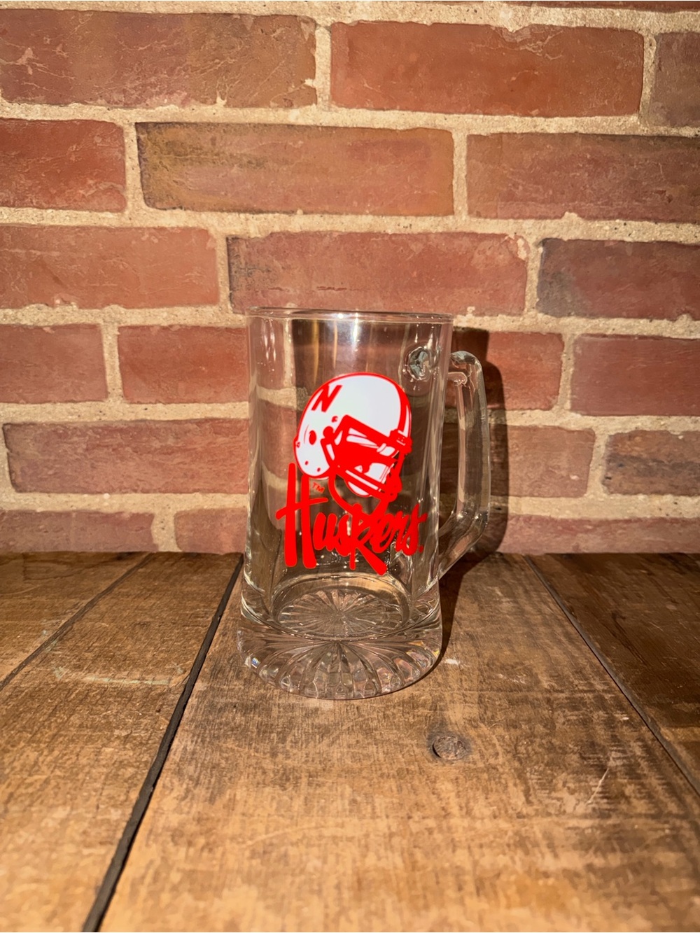 NCAA Nebraska Cornhuskers College Glass Beer Mug Stein Helmet Logo Go Big Red